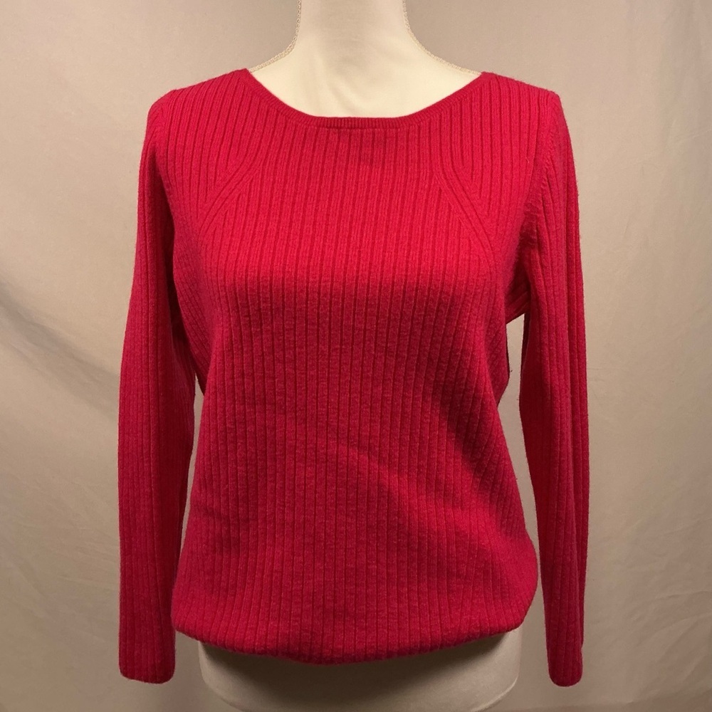 Talbots Ribbed Crew Neck Sweater - Pink Size Large